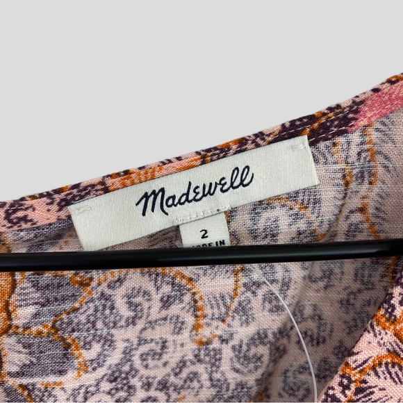 Madewell Pink Floral Print Lace Front Ruffle Hem Mini Dress NWT - Picture 4 of 9